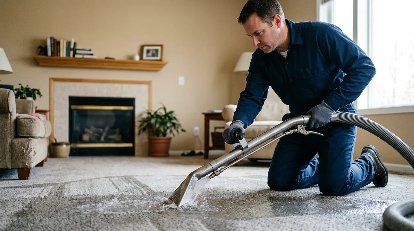 Water damage restoration technician working near Oakes, ND